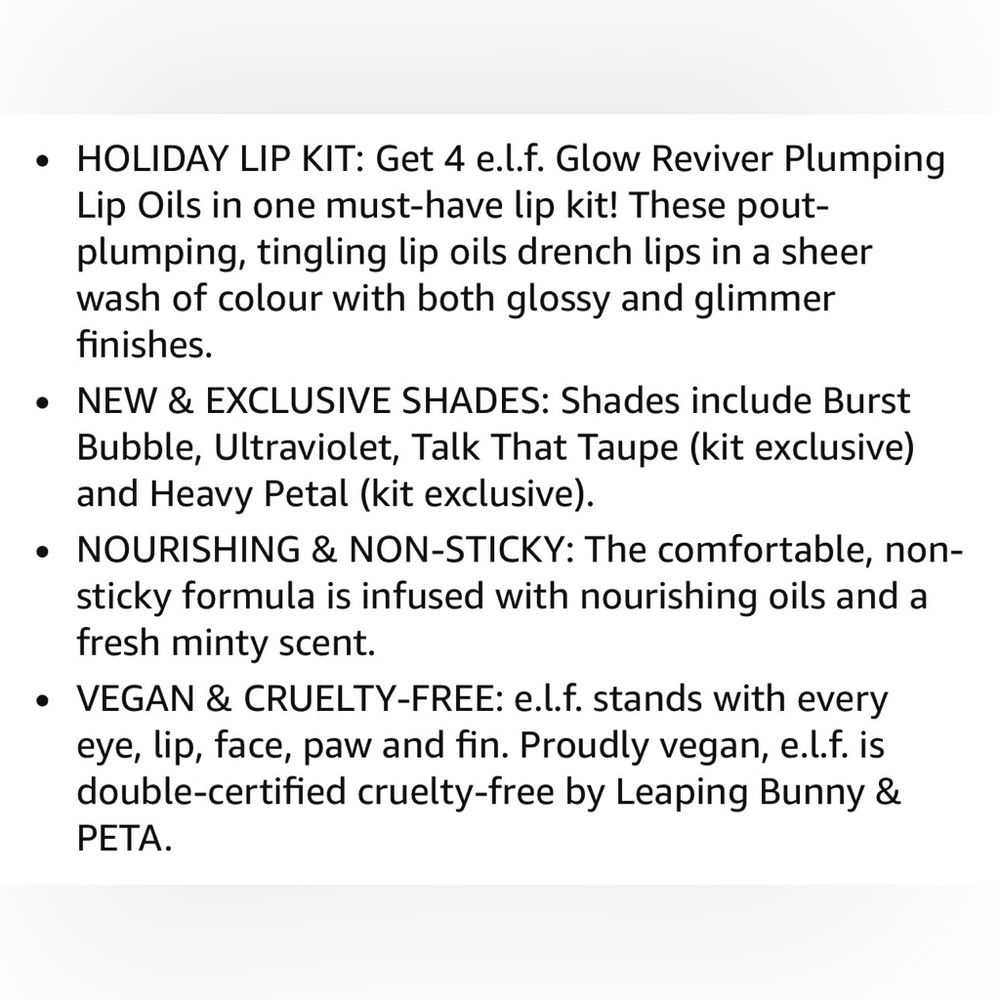 ELF PLUMPING LIP OIL SET “GLOW REVIVER” 4pk SET W/TWO EXCLUSIVE COLOURS - NEW! - Picture 6 of 16